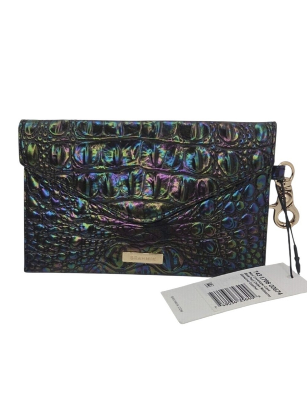 🖤▪️Brahmin▪️ Iridescent Mini Envelope Case Black pearl Ombre Melbourne Leather